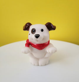 Fisher Price Little People White and Black Puppy Dog with Red Scarf