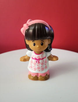 Fisher Price Little People Mia in White and Pink Flowered Dress