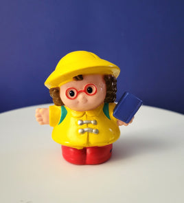 Fisher Price Little People Maggie with her Yellow Raincoat and Blue Book