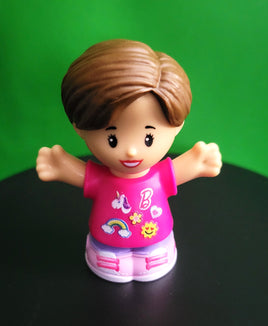 Fisher Price Little People Barbie Friend Pink Shirt Brown Hair