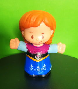 Fisher Price Little People Frozen Princess Anna in Blue Dress White Flowers