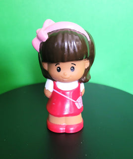 Fisher Price Little People Mia In Red Dress Pink Bow