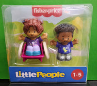 Fisher Price Little People 2 Pack Wheelchair Girl Purple & Boy with Space Shirt