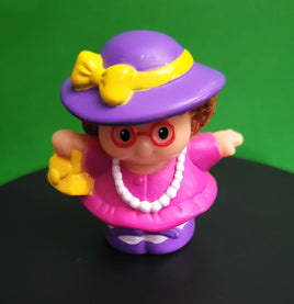 Fisher Price Little People Maggie with Yellow Purse and Purple Hat