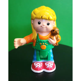 Fisher Price Little People Pet Shop 3" Figure Blonde Girl with Dog Posable Bend